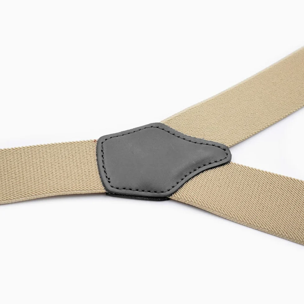 Tirantes para pantalones de hombre Tirantes de cuero genuino for hombres en forma de Y, resistentes, ajustables, elásticos, for pantalones, correas, cinturón, regalos for bodas, padres y esposos(Beige