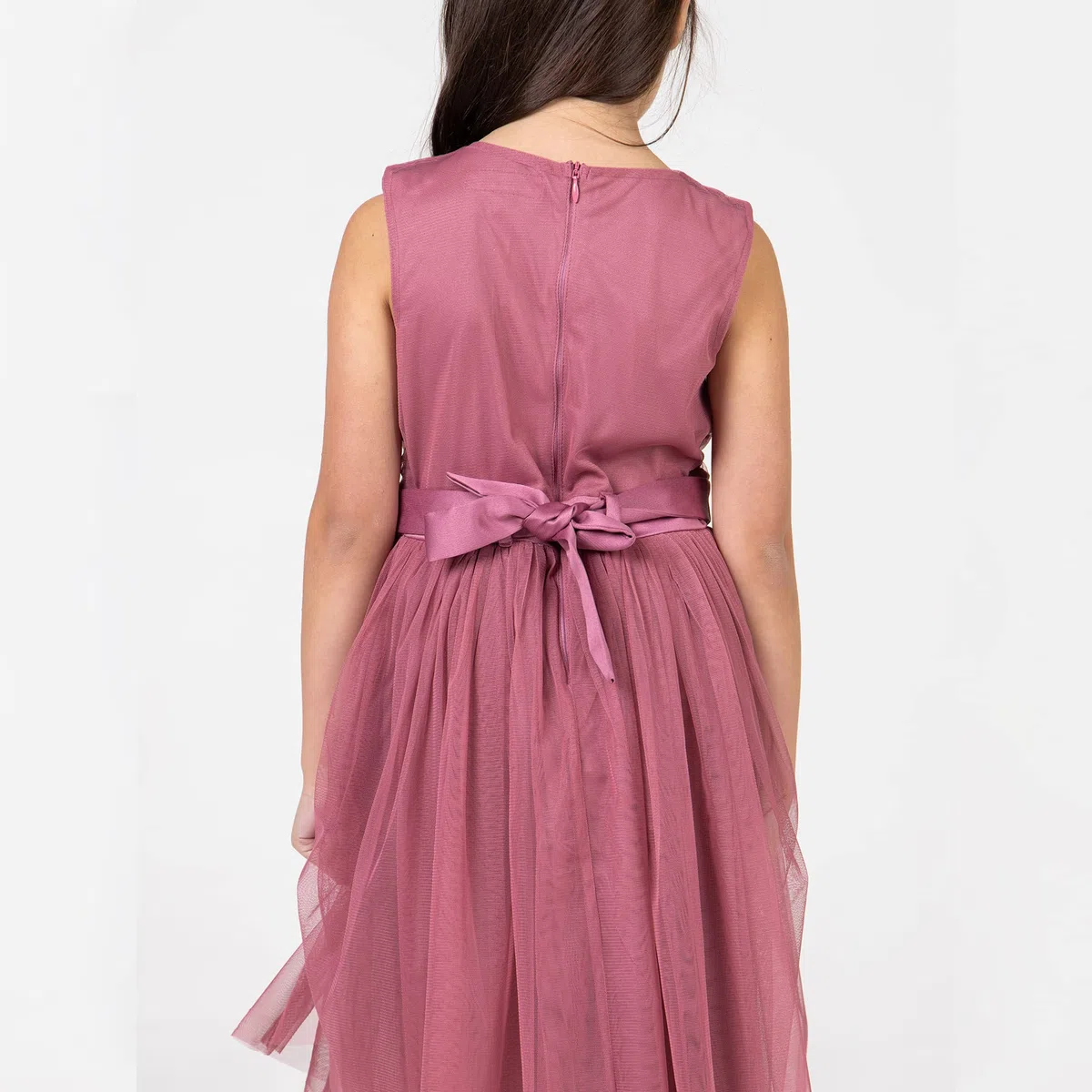 Maya Deluxe Vestido Midi para Niñas con Lentejuelas Adornadas para Fiesta, Tutú, Damas de Honor, Boda con Lazo para Cinturón Vestido Niñas