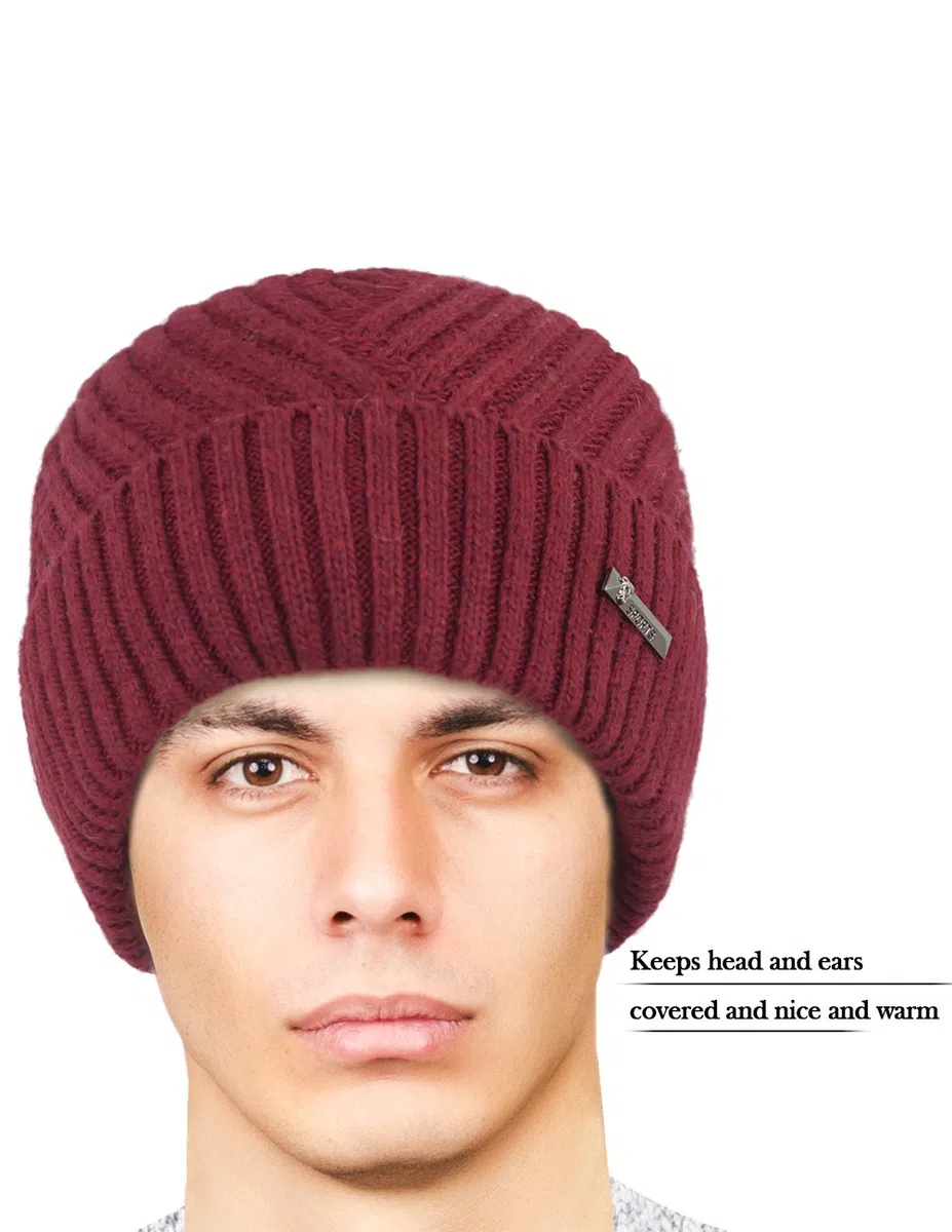 Dahlia Skullies & Beanies - Gorro de lana para hombre, gorro de invierno de punto, forro polar,