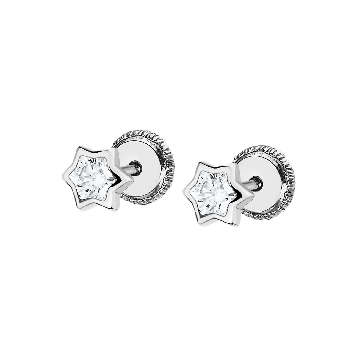 TIME ROAD Pendientes Niña de Oro 9K LG00195 - Cierre Seguro de Rosca - Pendientes de Estrella - Infantil - Ideal como Regalo de Comunión o Cumpleaños