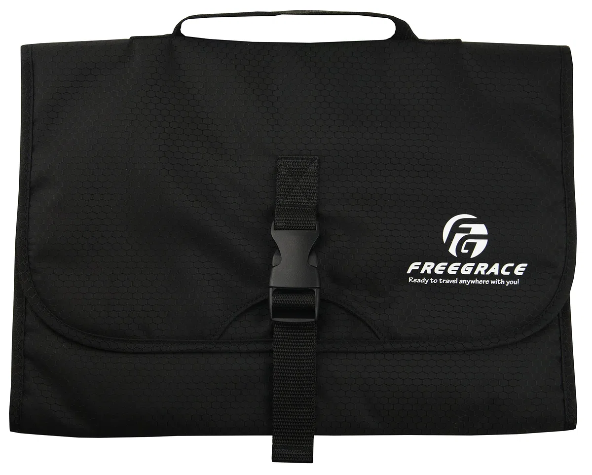 Freegrace Bolsa de Viaje para artículos de Aseo Personal, para Colgar cosméticos, Joyas, artículos de tocador y Accesorios, tamaño Grande, Varios Compartimentos, Negro -