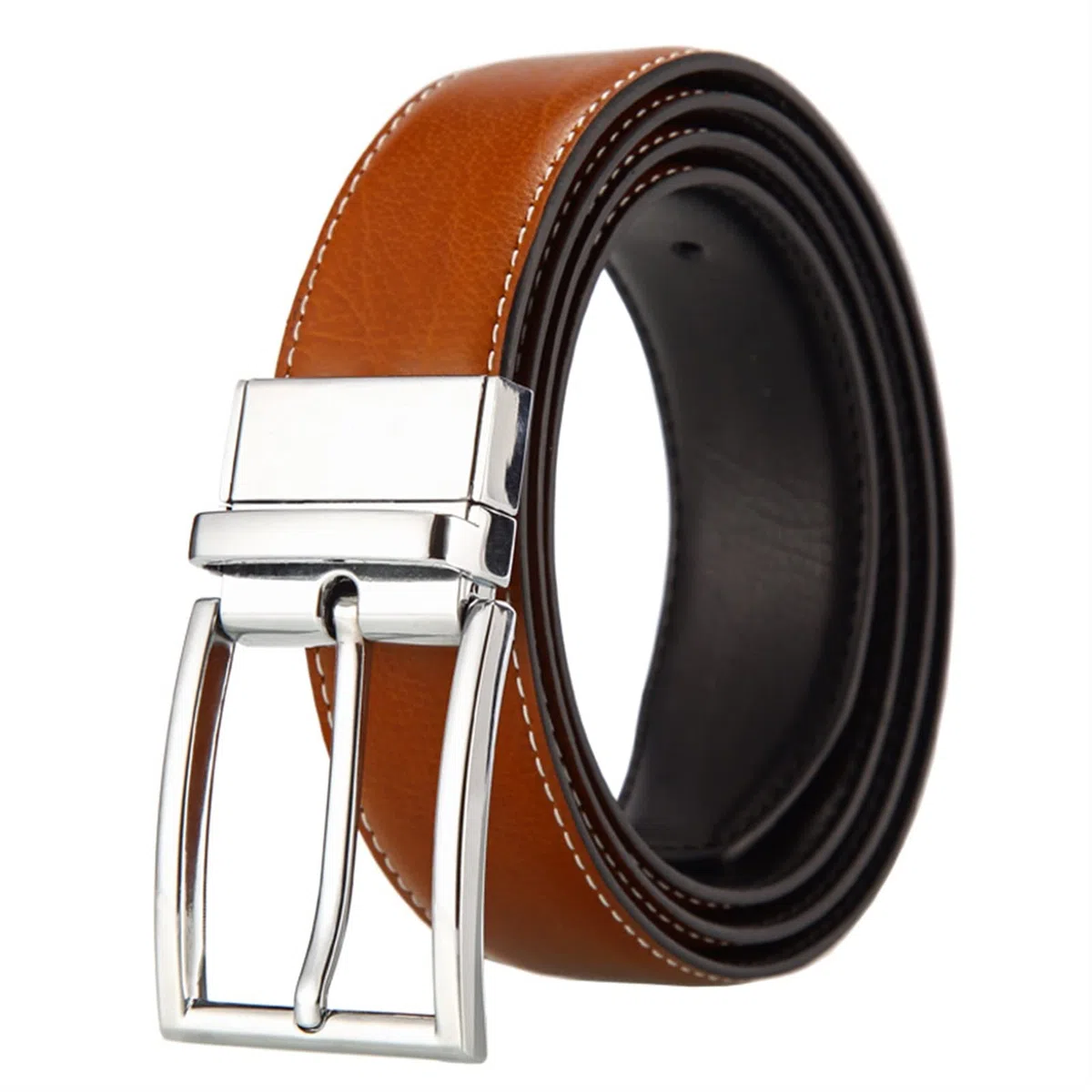 Cinturón ajustable de cuero genuino, Cinturón de cuero for hombre Hebilla de cuero de doble cara Cinturón for hombre Hebilla formal informal ajustable Perfecto for uso diario o deportes al aire libre(