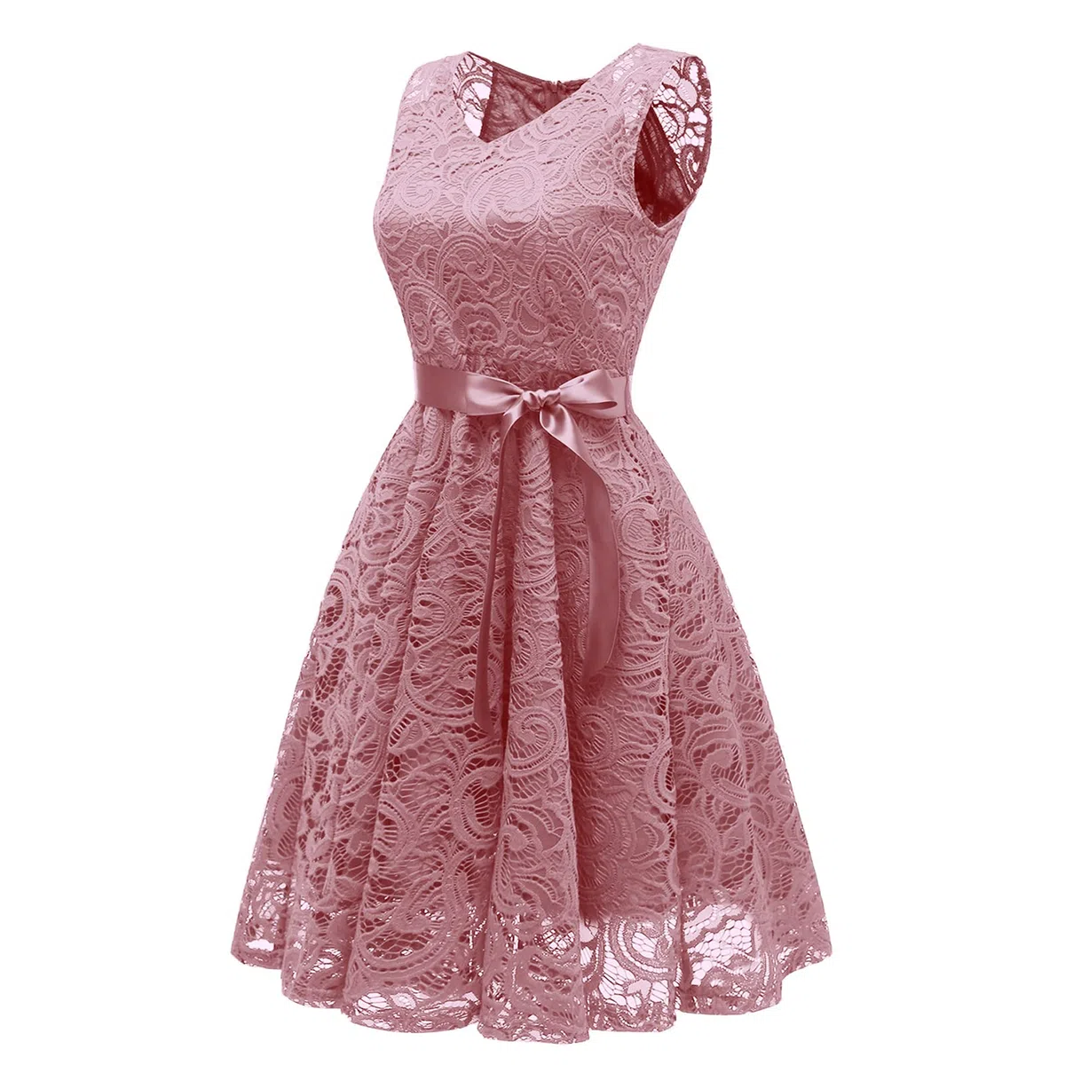 Vestido de gasa de malla de encaje sexy para mujer, vestido de noche de manga 3/4, vestido de noche con cuello en V, vestido de fiesta casual