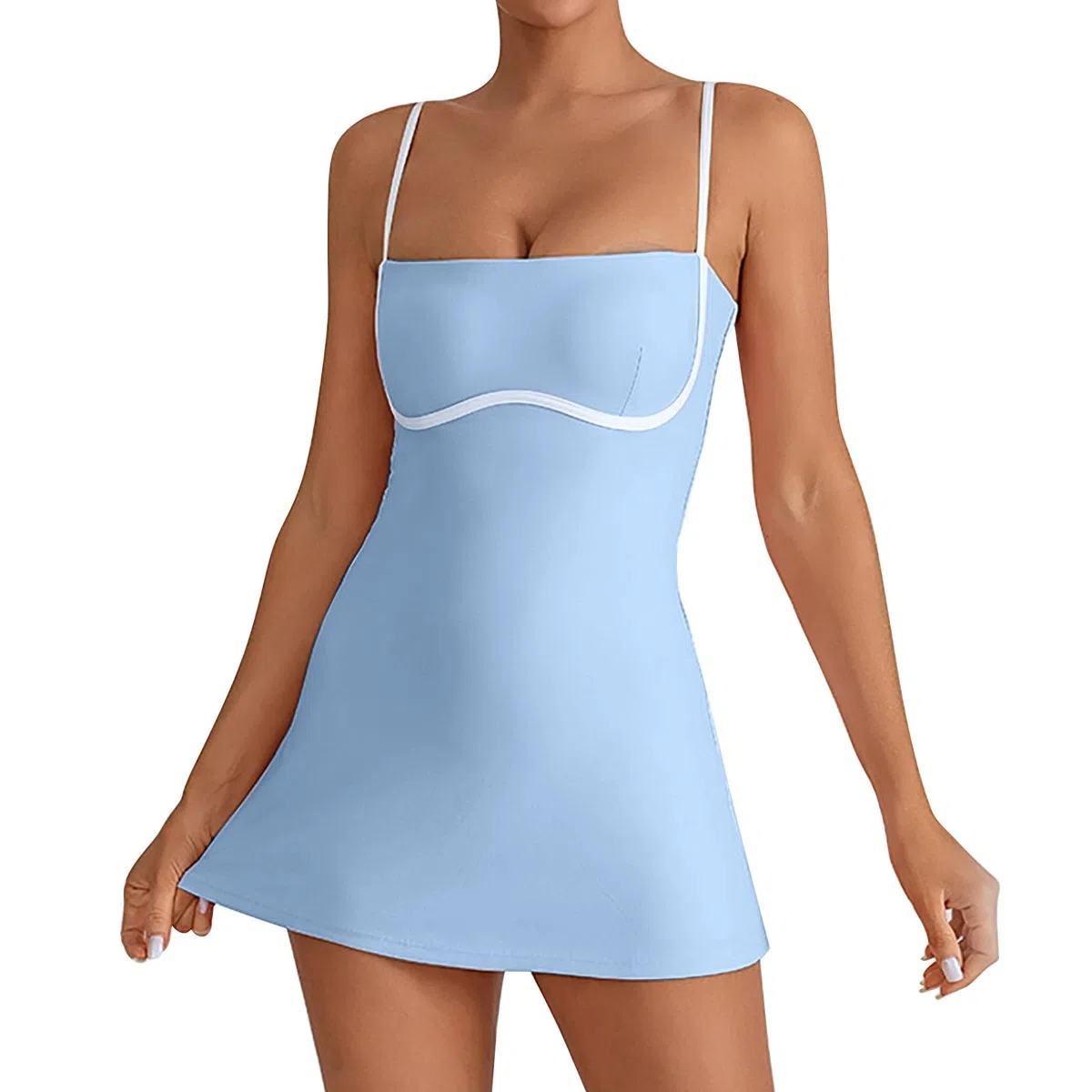 Vestido Informal sin Mangas para Mujer, cómodo Vestido de Verano para Yoga y Fitness con Tirantes incorporados, Ideal para Deportes y Uso Diario.