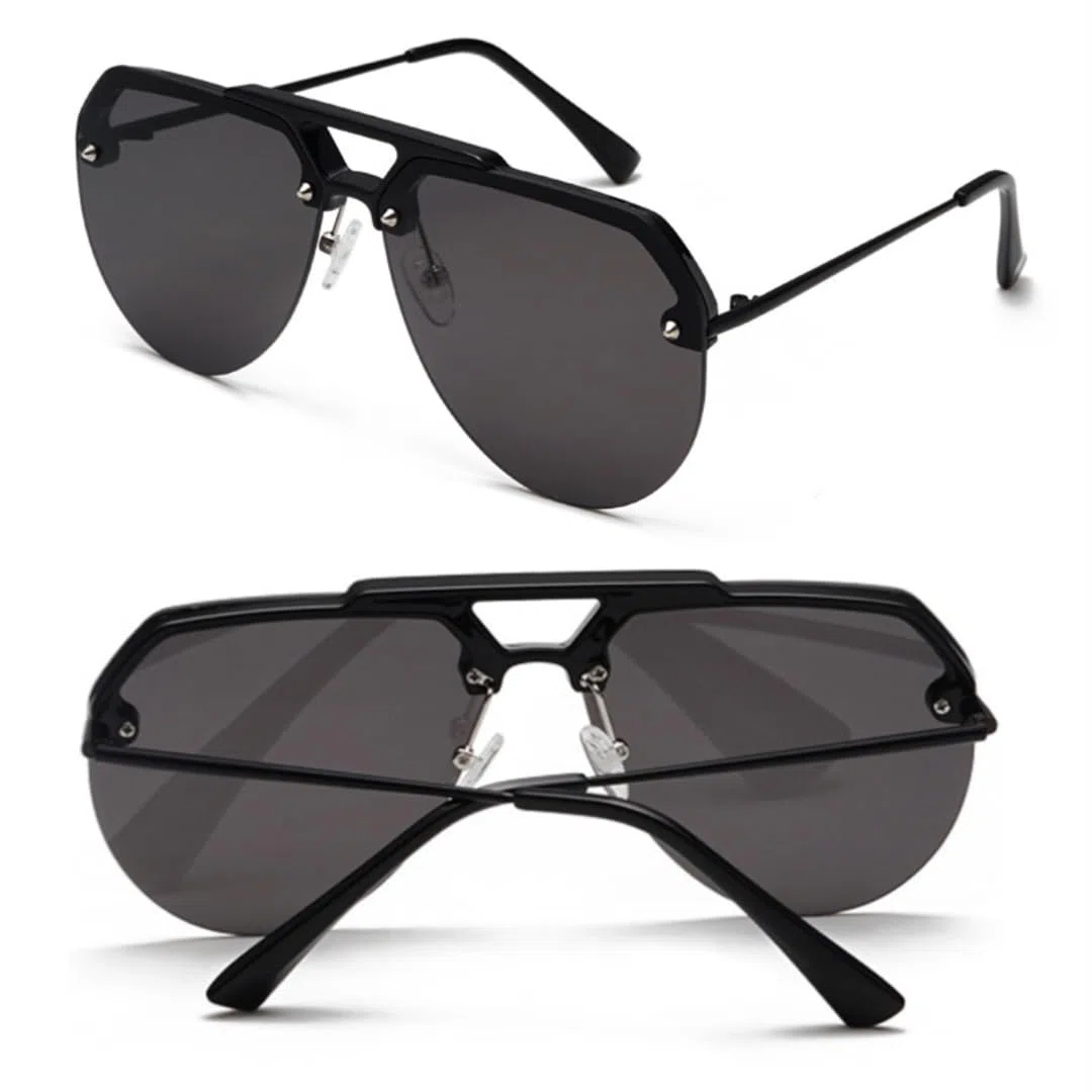 Gafas de sol con protección UV400 | Lentes de colores con remache ovalado y doble puente | Para mujeres, hombres, deportes al aire libre y conducción