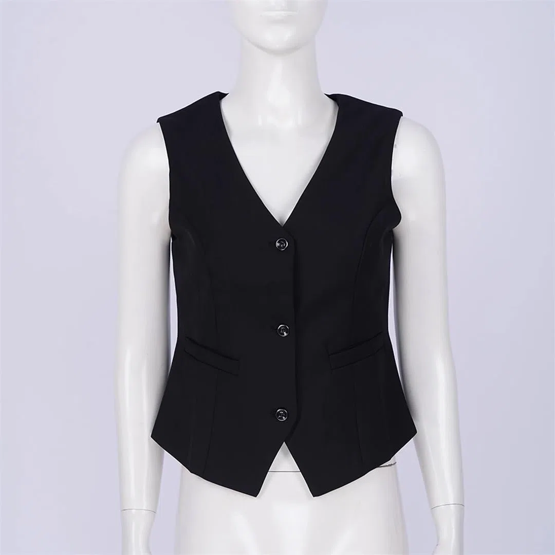Wjnvfioo Chalecos formales para mujer, con botones, sin mangas, elegante, para oficina, trajes clásicos, chaleco, ropa de trabajo