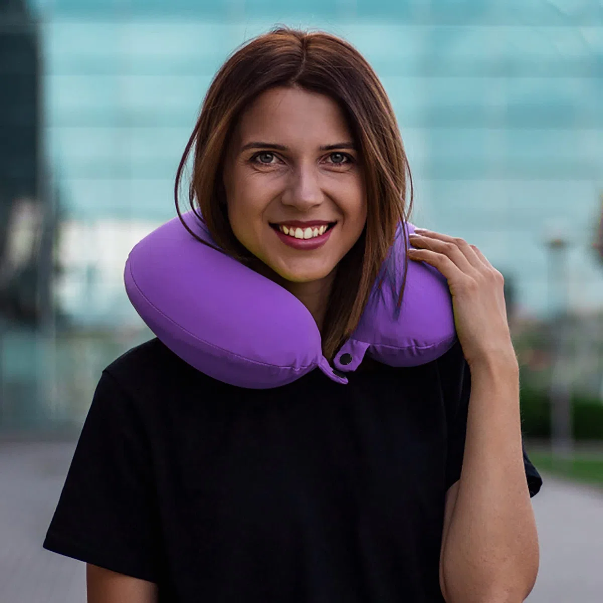 Almohada de viaje para el cuello, de espuma viscoelástica, cojín de apoyo para la cabeza, para avión, tren, coche, oficina, almohadas de vuelo esenciales para un largo recorrido para dormir, acampar