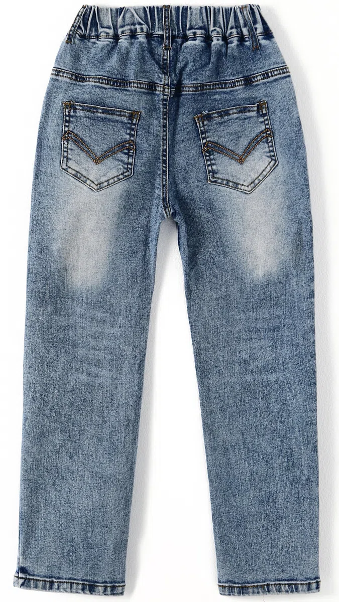 KIDSCOOL SPACE Baby Little Big Girls Jeans, Cintura elástica Agujeros Rasgados Pantalones de Mezclilla de Estiramiento Suave