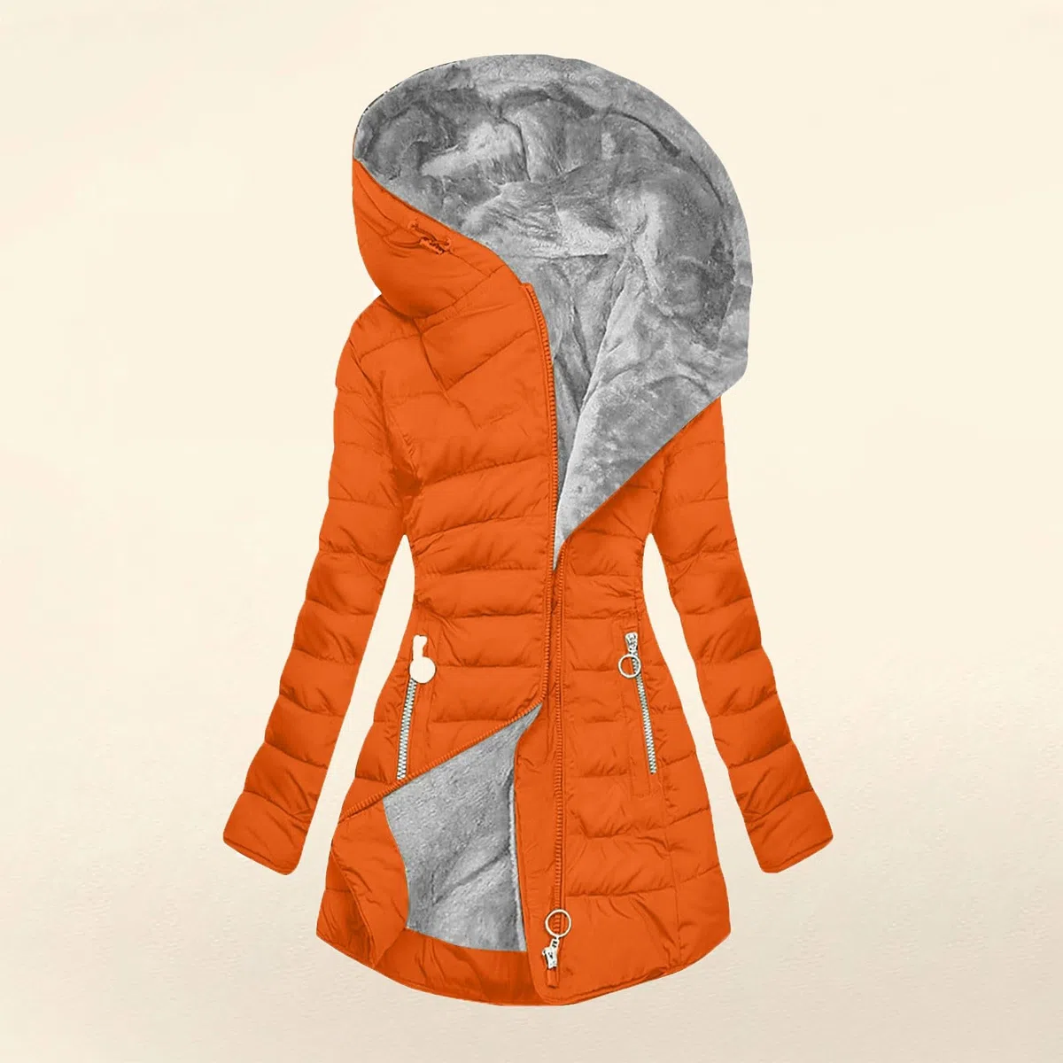 HAOLEI Abrigo Mujer Parka Invierno Chaqueta Acolchada de Forrro Polar con Capuhca Grueso y Cálido Chaquetas Cortaviento de Cremallera con Bolsillos Talla Grande Abrigo Caliente a Prueba de Viento