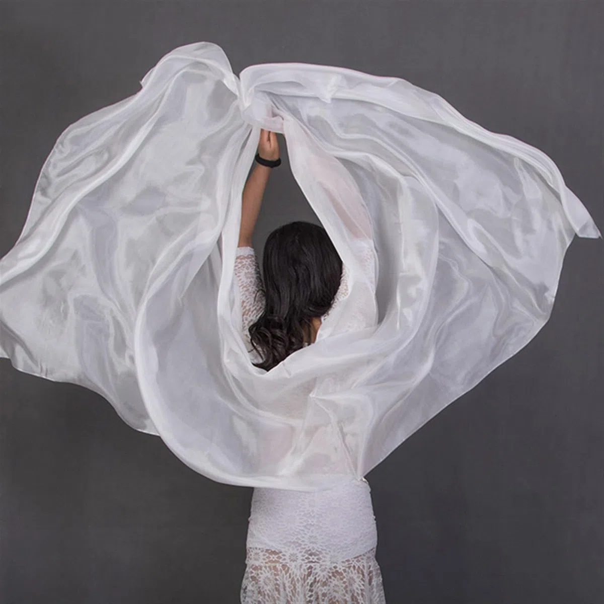 Velo de seda para danza del vientre 100% seda Performance Dance Color sólido Textura ligera velo chales mujeres bufanda disfraces accesorios velos danza del vientre 250 cm x 110 cm. Velos de seda para