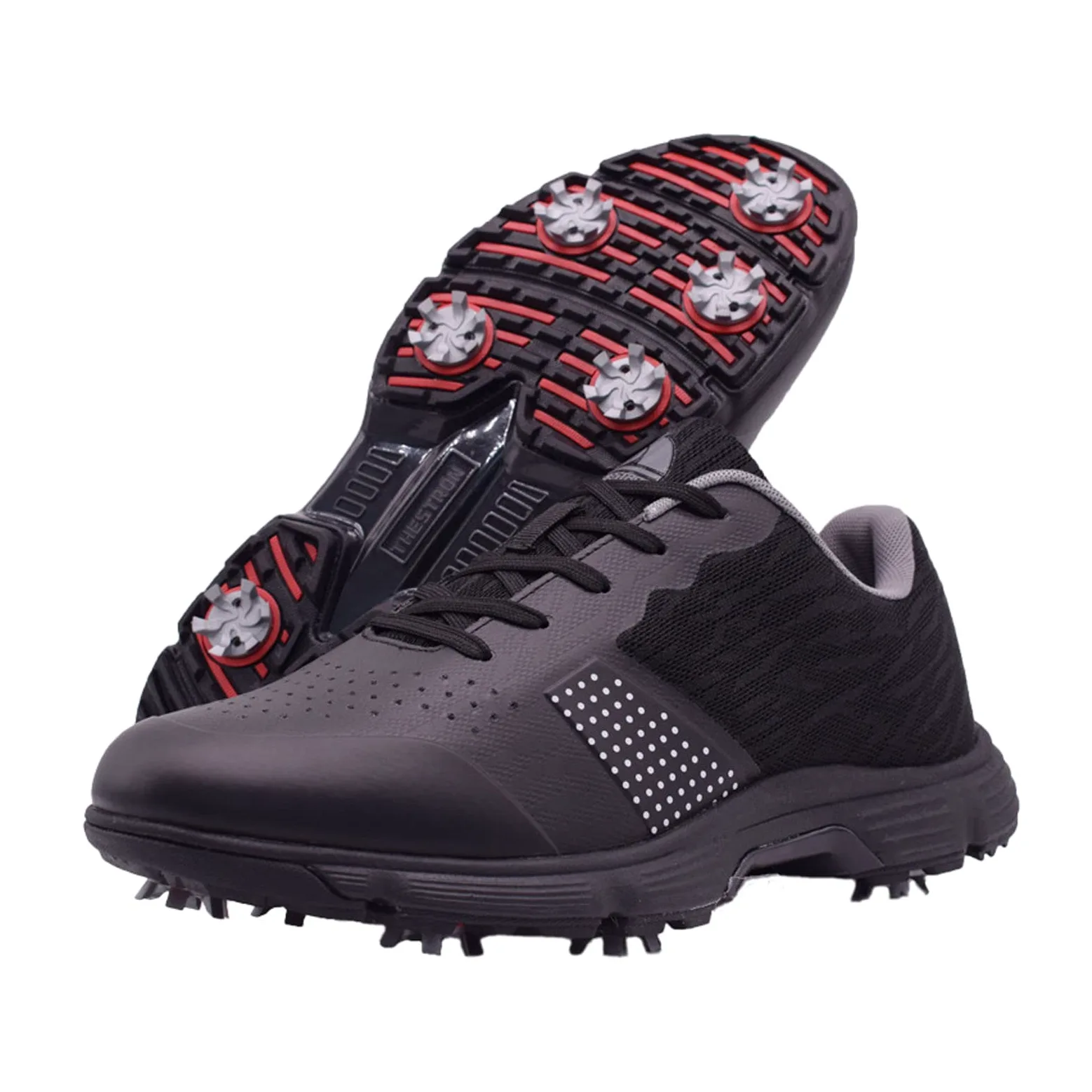 Zapatos De Golf Impermeables, Botas De Golf con Pinchos para Todo Clima, Cuatro Estaciones para Hombre, Zapatos Clásicos con Cordones Antideslizantes