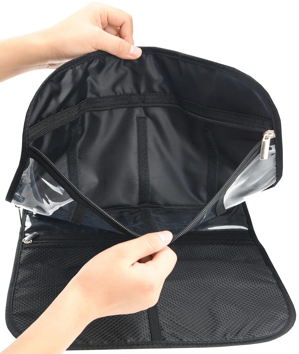 Freegrace Bolsa de Viaje para artículos de Aseo Personal, para Colgar cosméticos, Joyas, artículos de tocador y Accesorios, tamaño Grande, Varios Compartimentos, Negro -