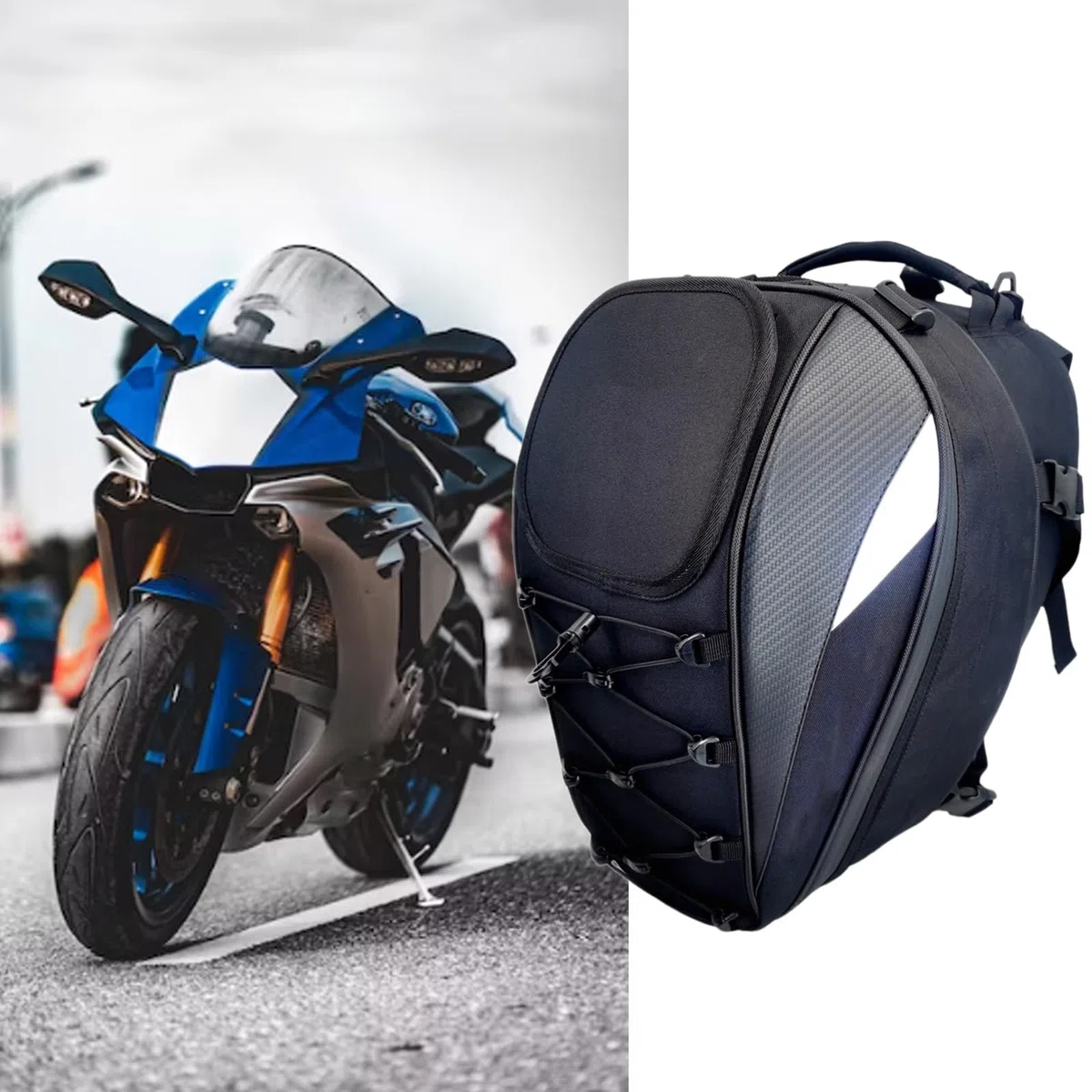 Bolsa Trasera Casco Almacenamiento Multiusos Mochila de Equitación para Asientos Traseros Gran Capacidad Impermeable Para El Trabajo Diario