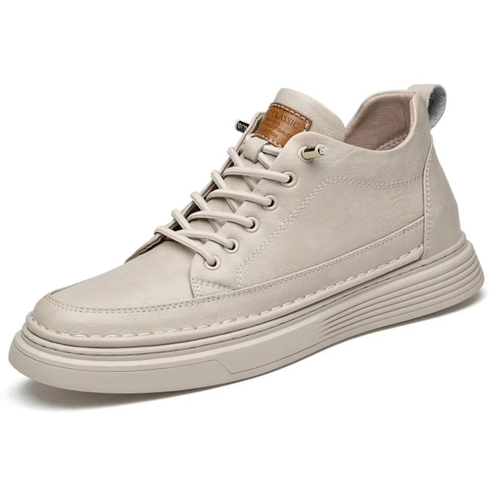 Asifn Hombres Zapatos Casuales Altura Invisible Zapatos Deportivos De Cuero con Cordones Moda Transpirable Cómodo y Ligero