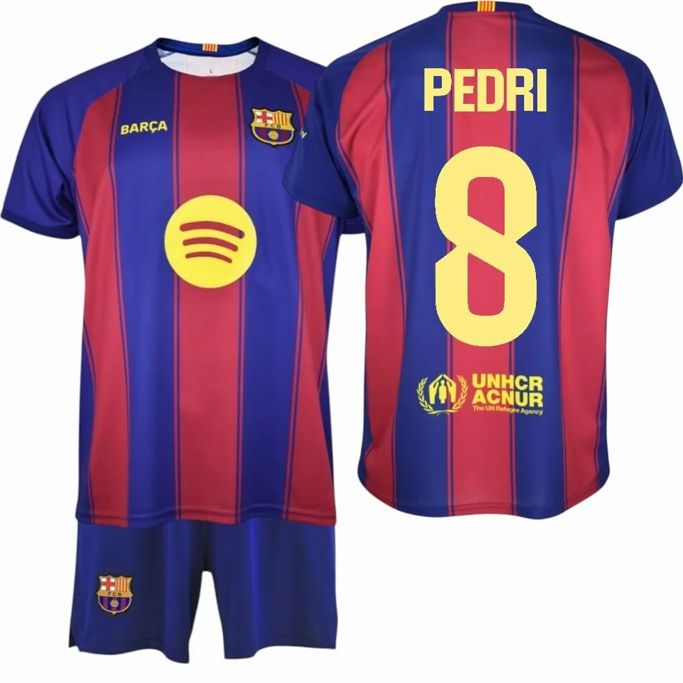 FC Barcelona Camiseta y Pantalón Blaugrana Primera Equipación Réplica Oficial Pedri, Unisex Niños, 14 Años, Poliéster