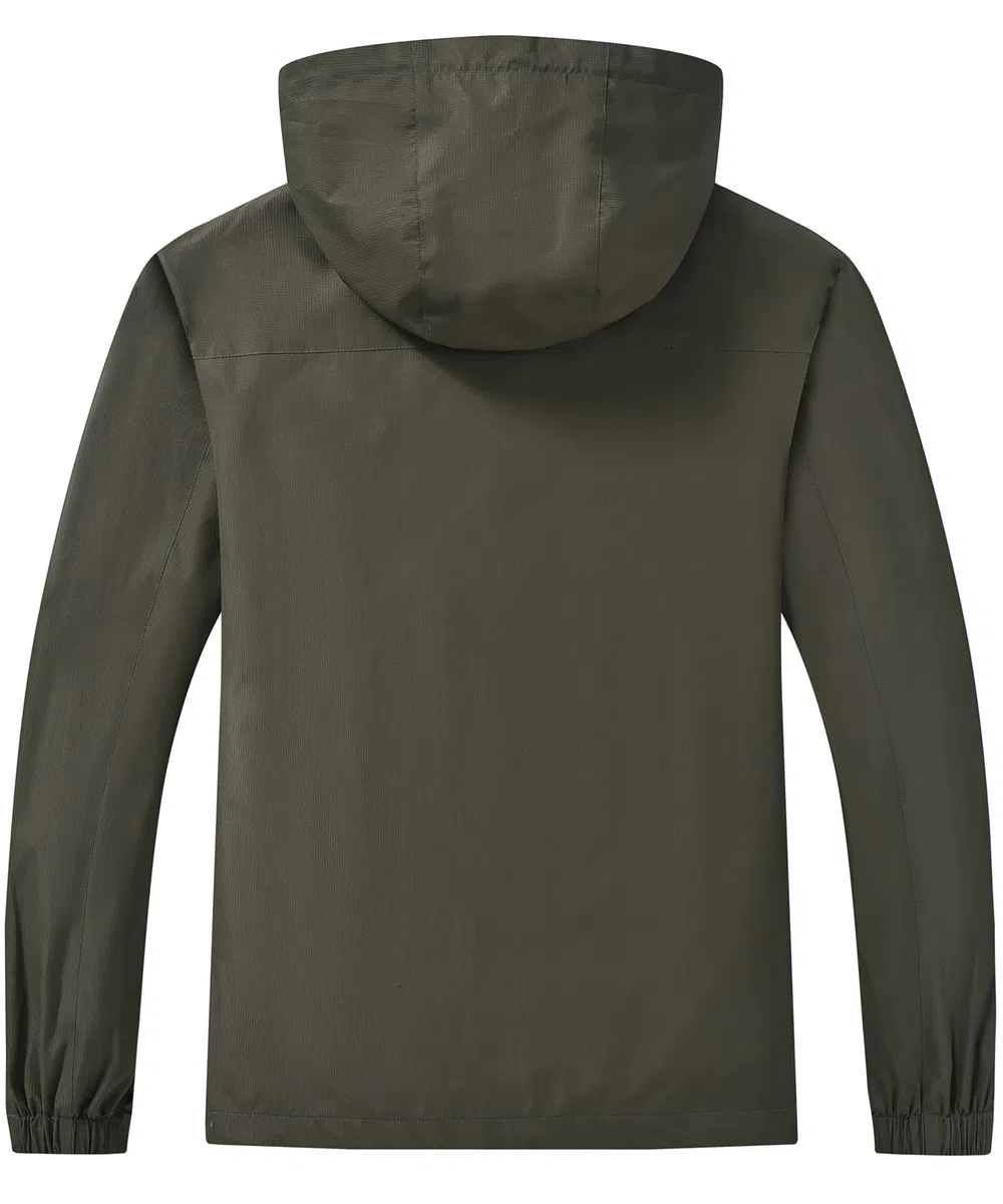 Huayuzh Chubasquero para hombre, impermeable, ligero, para camping, senderismo, transpirable, plegable, chaqueta softshell con capucha