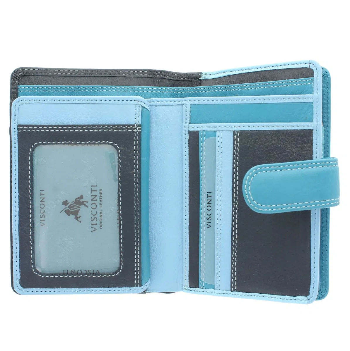 Visconti Colección Rainbow Monedero de Cuero para Mujer Estilo RB51 Azul marino Multi