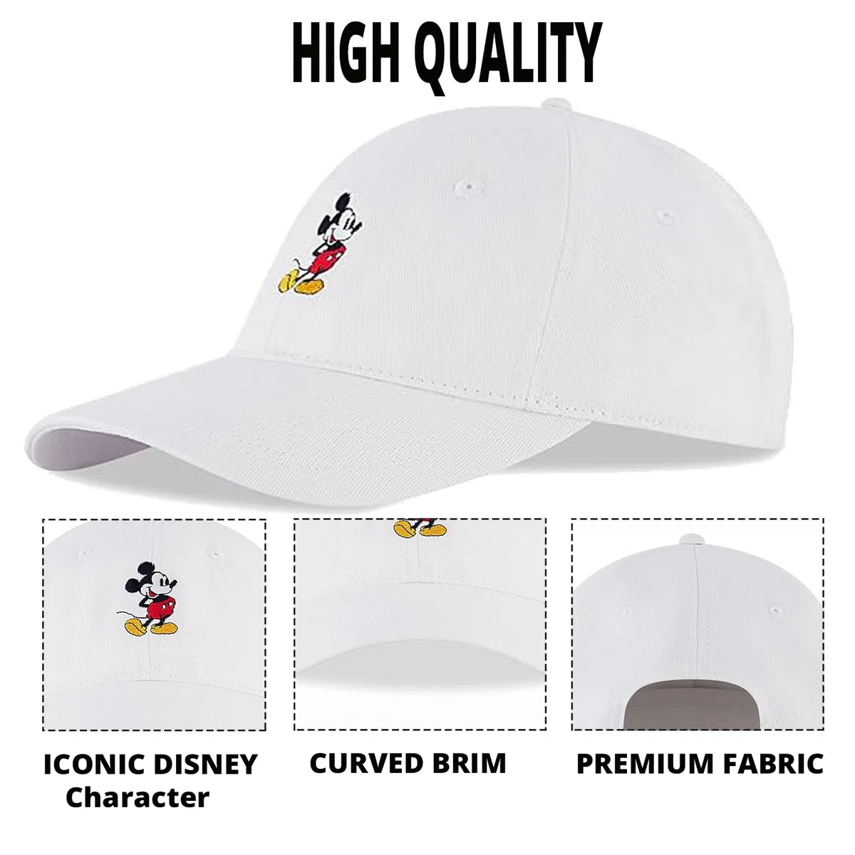 Disney Adult Baseball Cap, Mickey Mouse Adjustable Dad Hat Gorra de béisbol para Hombre