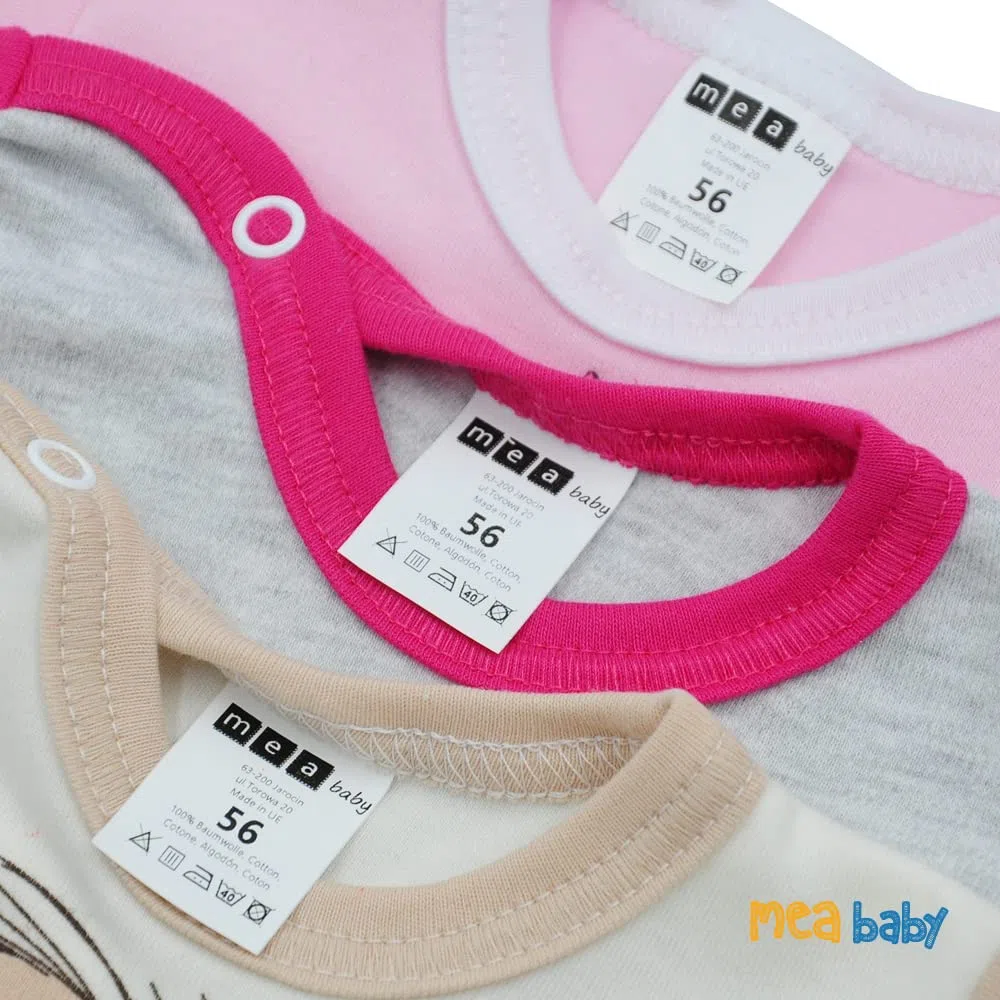 MEA BABY Body unisex de manga larga para bebé, 100 % algodón, en paquete de 5 unidades, con estampado, para niñas, bebés y niños