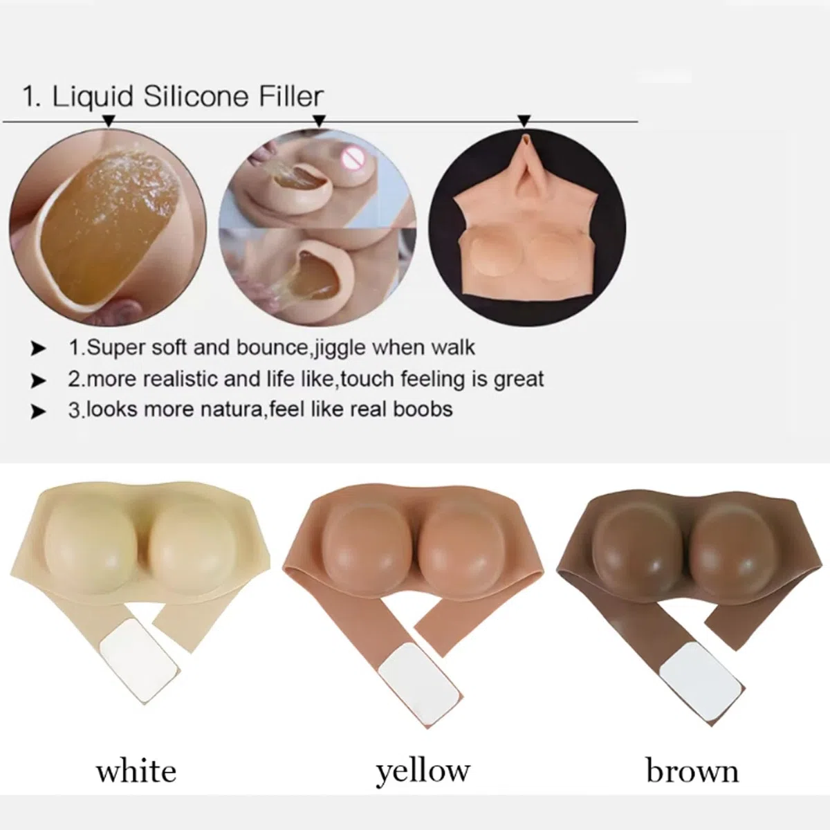 Prótesis de Silicona para Pechos, sin Tirantes, realistas, con Velcro, para travestis, Drag Queens y Cosplay