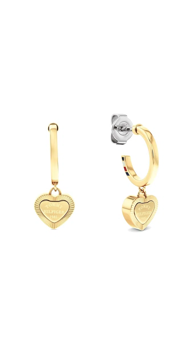 Tommy Hilfiger 2781014 - Pendientes de aro para mujer de acero inoxidable con baño de oro amarillo