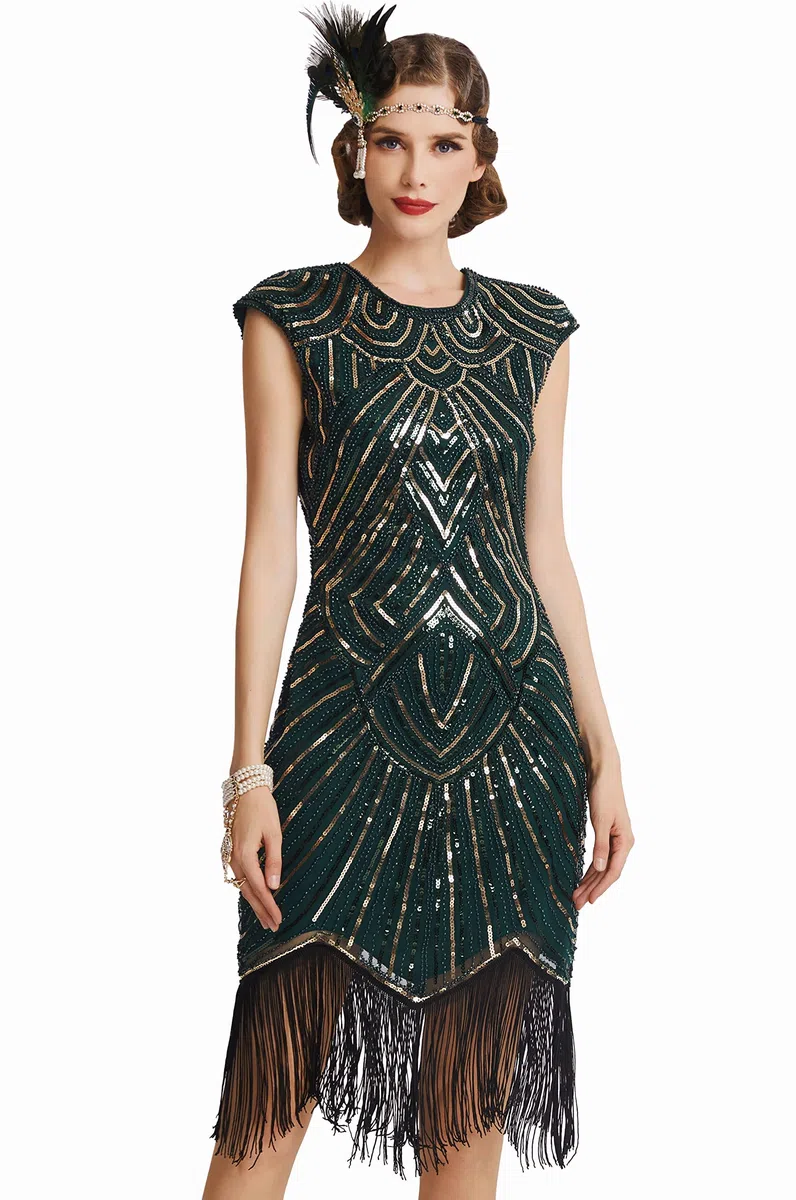 BABEYOND Vestidos de Aleta de Mujer 1920 Vestido de Flecos de Gran Gatsby