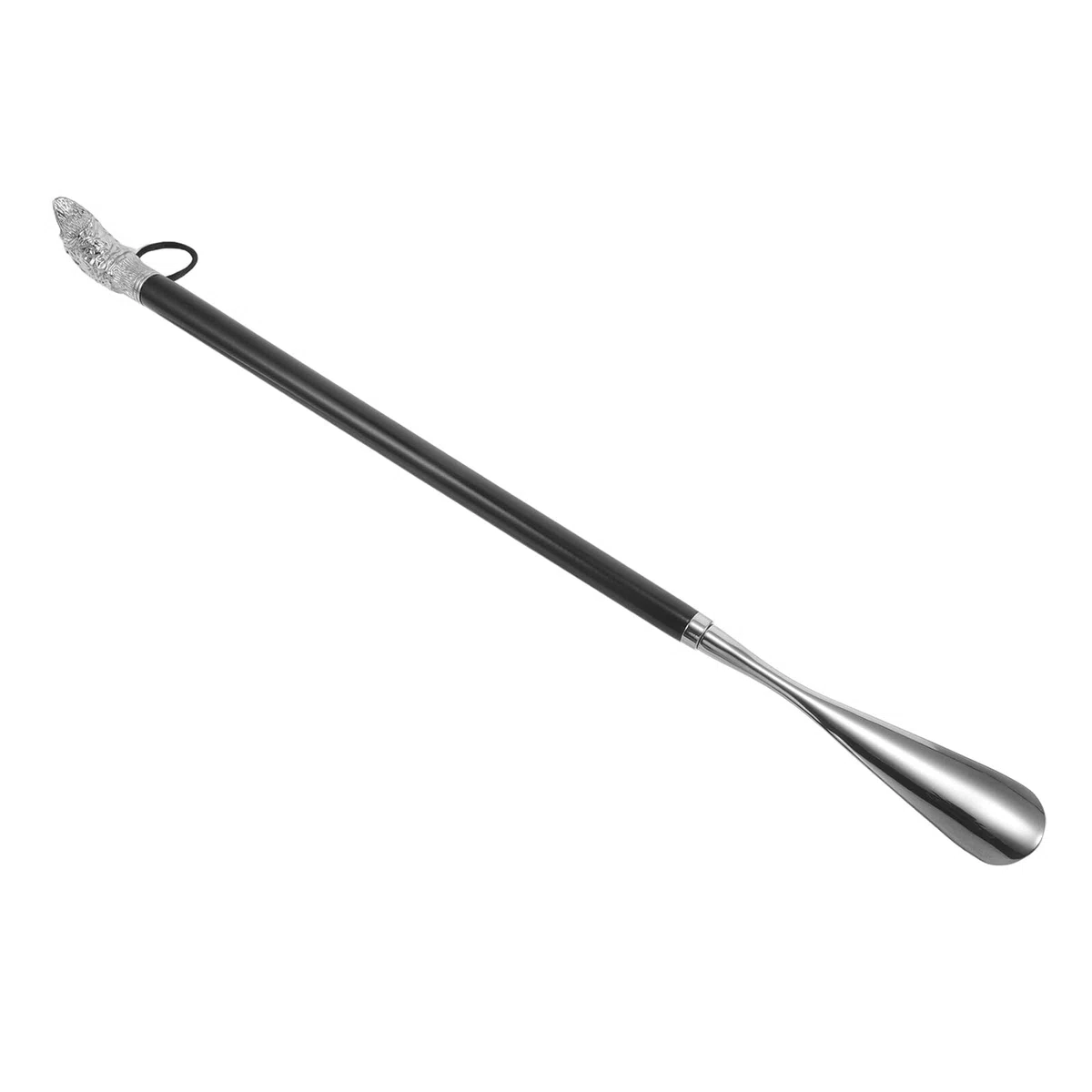 ifundom Calzador Metálico de 56 Cm Mango Largo y Cabeza de Animal, Calzador Ergonómico para Personas Mayores y Embarazadas, Herramienta Deslizadora para Botas y Zapatos, Color Negro
