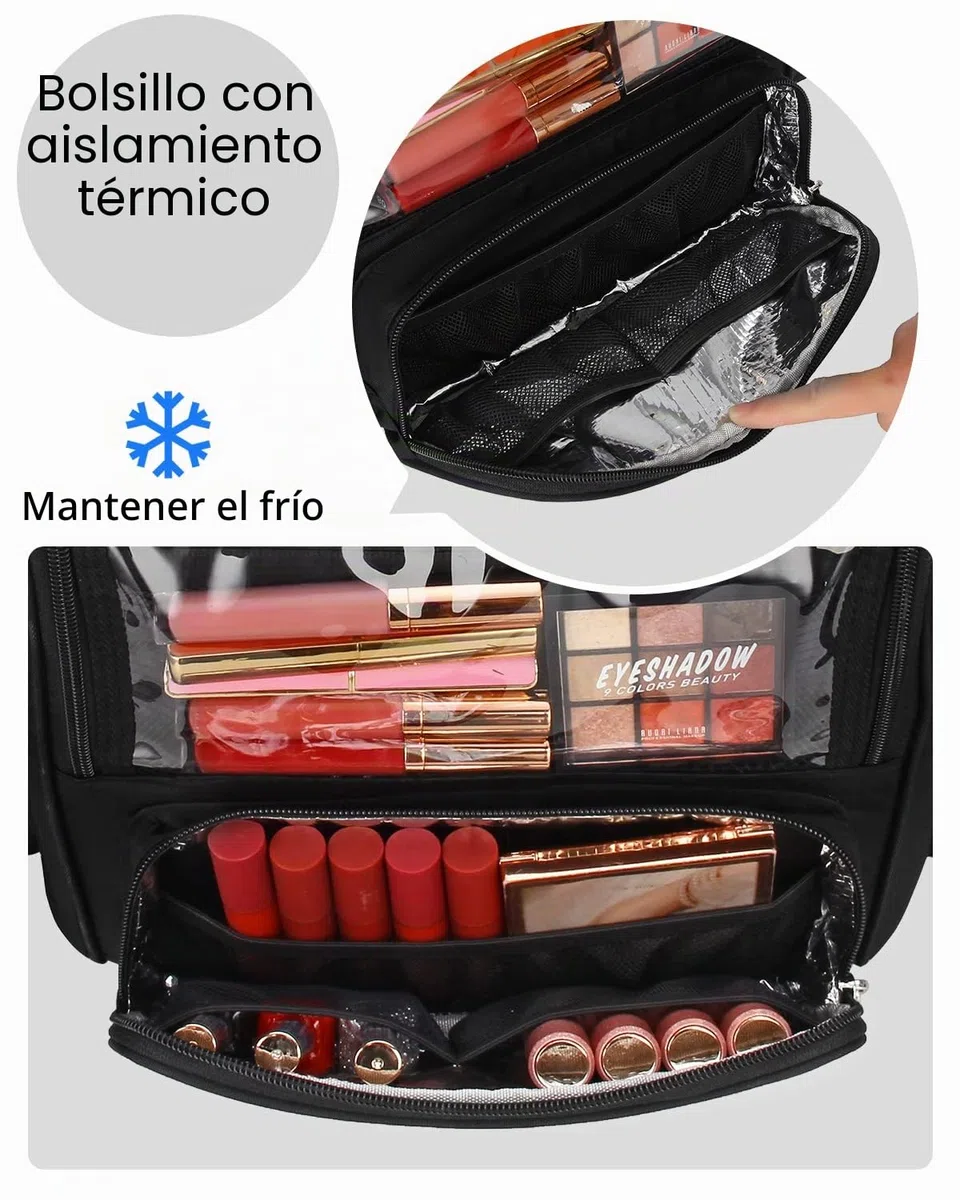 Relavel Bolsa para Pinceles de Maquillaje - Estuche Negro de Gran Capacidad - Bolsa Cosmética de Viaje y Organizador con Divisores Ajustables