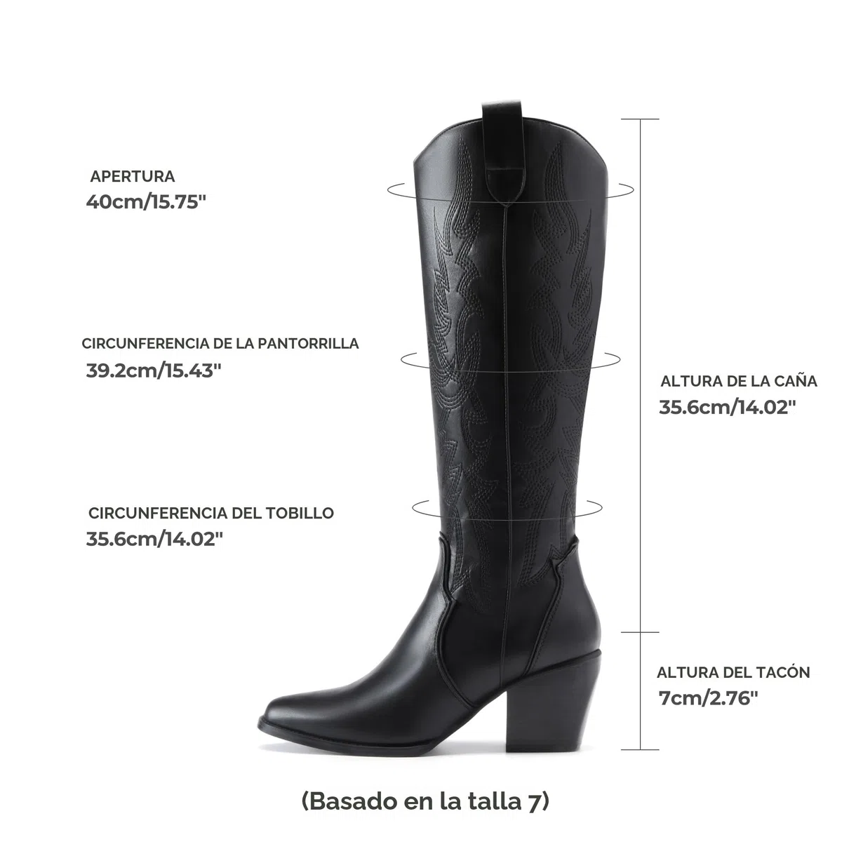 DREAM PAIRS Botas Cowboy Camperas Altas Mujer de Tacon Ancho Invierno de Caña Alta hasta la Rodilla SDKB224W