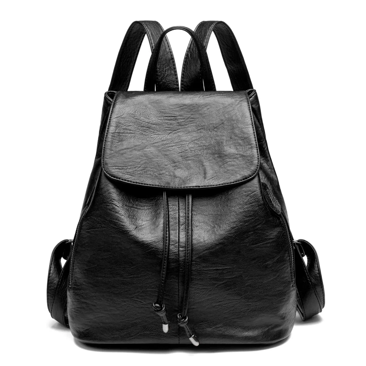 Mochila Casual para Mujer de PU Cuero Suave, Bolsa con Cierre de Cordón Antirrobo Escolar, Mochila Clásica Elegante Ligero Impermeable Multibolsillos Ideal para Trabajo, Escuela y Viaje