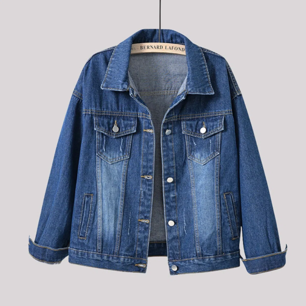 Generisch 2026 Chaqueta vaquera para mujer con bolsillos grandes Cierre de botones Diseño liso Abrigo corto para estilo versátil