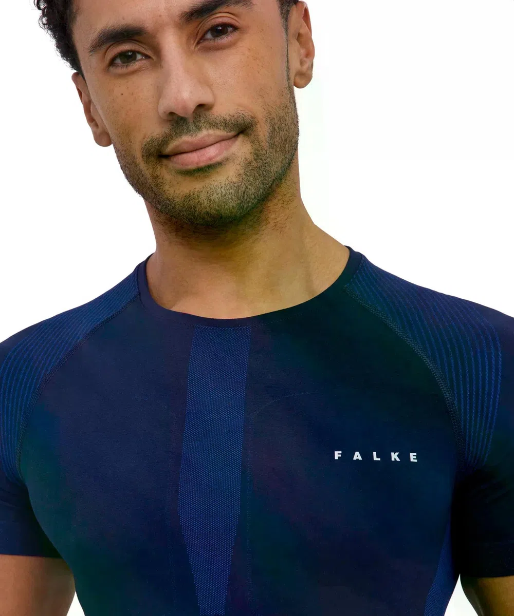 FALKE Hombre Warm Round Neck Camiseta técnica Deportiva Manga Corta Ropa térmica para climas templados a fríos Secado rápido Transpirable sostenible Hilo Funcional 1 Pieza