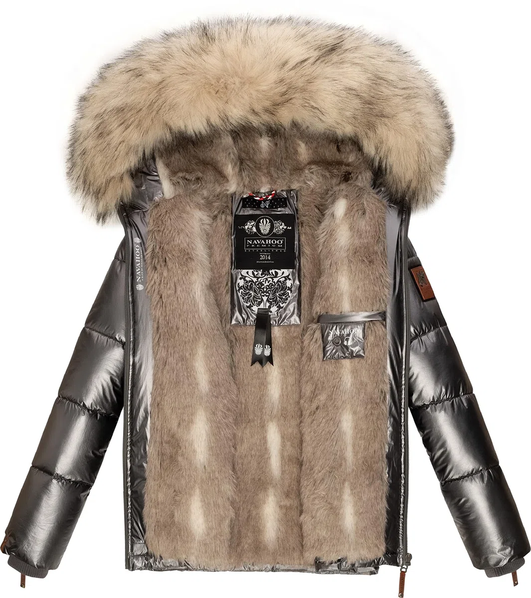 Navahoo Tikunaa - Chaqueta de invierno para mujer, con capucha de piel sintética, tallas XS-XL