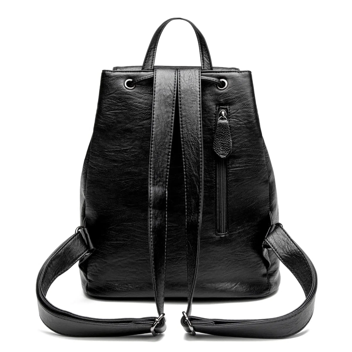Mochila Casual para Mujer de PU Cuero Suave, Bolsa con Cierre de Cordón Antirrobo Escolar, Mochila Clásica Elegante Ligero Impermeable Multibolsillos Ideal para Trabajo, Escuela y Viaje