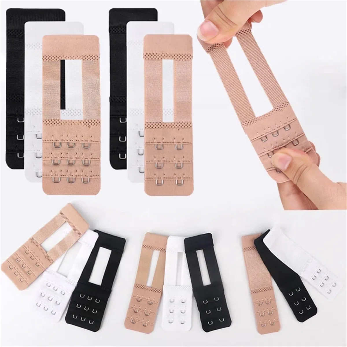 Extensor de Sujetador, 3 Piezas, Extensores Correa Nailon, extensión Hebilla Filas Ganchos for Mujer, Ajuste cómodo