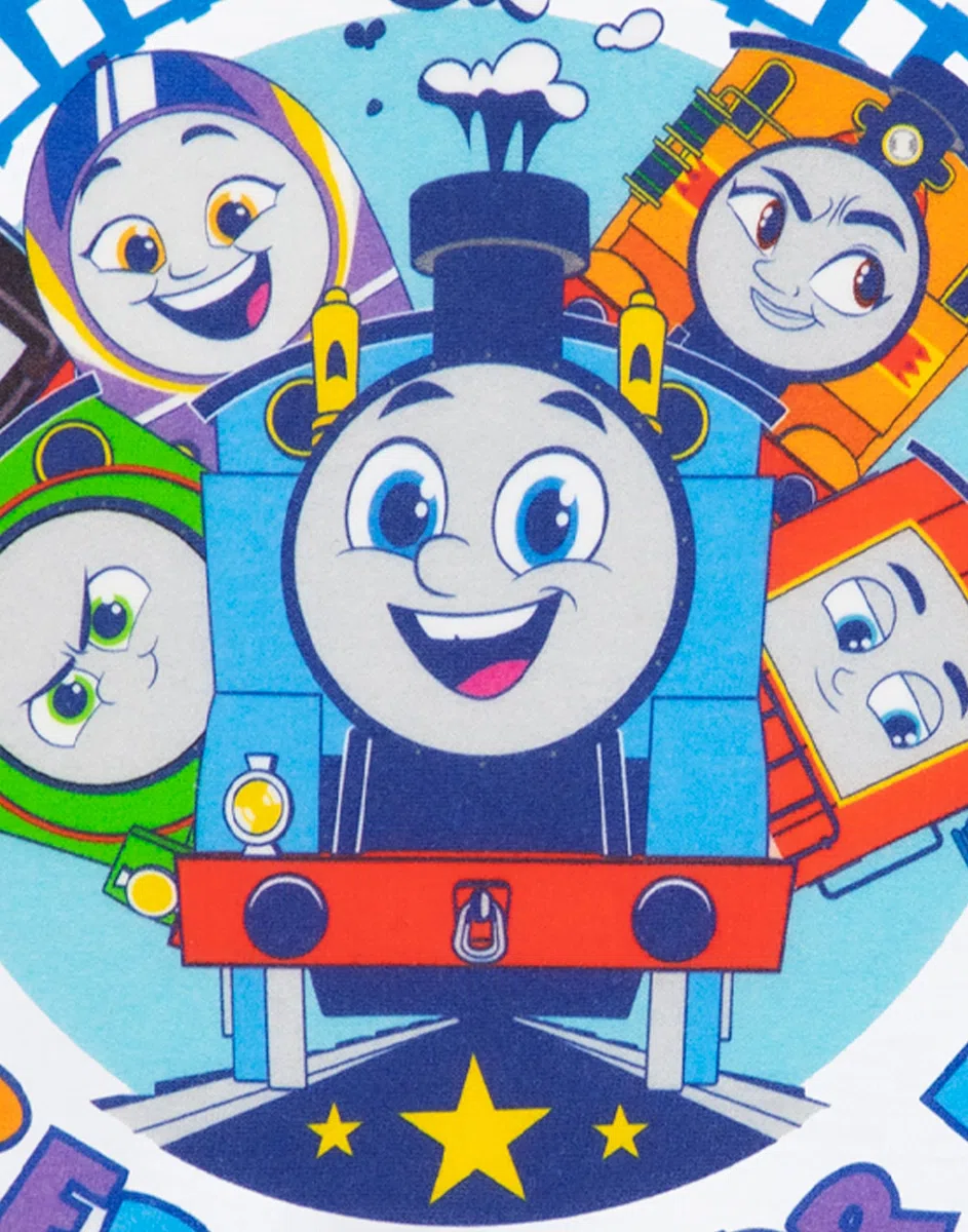 Thomas & Friends Camiseta gráfica para niños | Camiseta de Manga Corta Mejores Amigos | Ropa de Personajes para niños | Thomas el diseño del Motor del Tanque
