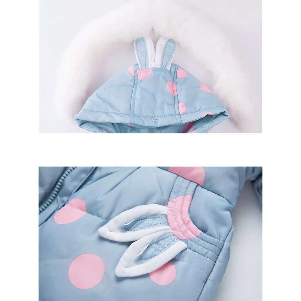 SANMIO 2 Piezas Niños Traje de Esquí Conjunto de Nieve para Bebé Infantil Niña Invierno Cálido Chaqueta Abajo con Patrón de Puntos Capucha y Pantalones