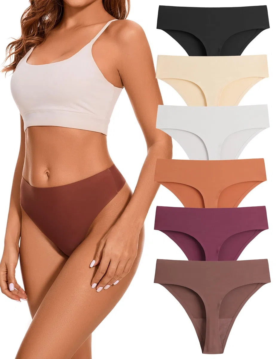 Tangas de cintura alta sin costuras para mujer, tangas transpirables, ropa interior cómoda, paquete de 6