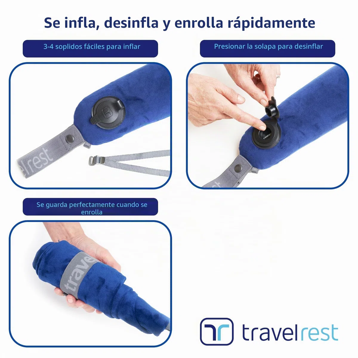 travelrest Todo en Uno Almohada de Viaje de Primera Calidad/Almohada para el Cuello-Funda Lavable de Felpa con Espuma Viscoelástica-Ideal para el Avión, Coche, Tren, Autobús, Silla de Ruedas, Oficina