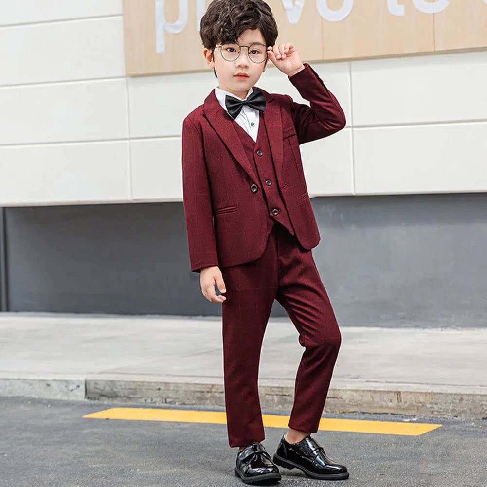 Niño Traje de Ceremonia Conjunto de 4/5 Piezas Slim Fit Formal de Esmoquin Conjunto de Traje Elegante para Bautizo Comunión