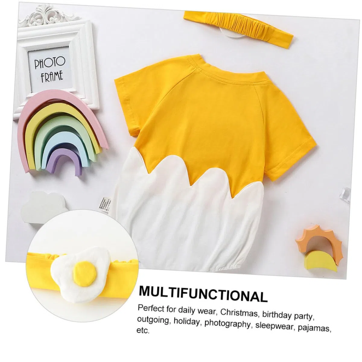 BESTYASH Mameluco Del Bebé Del Huevo Lana Saltador Cosas De Bebe Para Recien Nacido Traje De Niña De Halloween Pequeño Mono Chico Traje De Sesión De Fotos De Niña Yellow Algodón