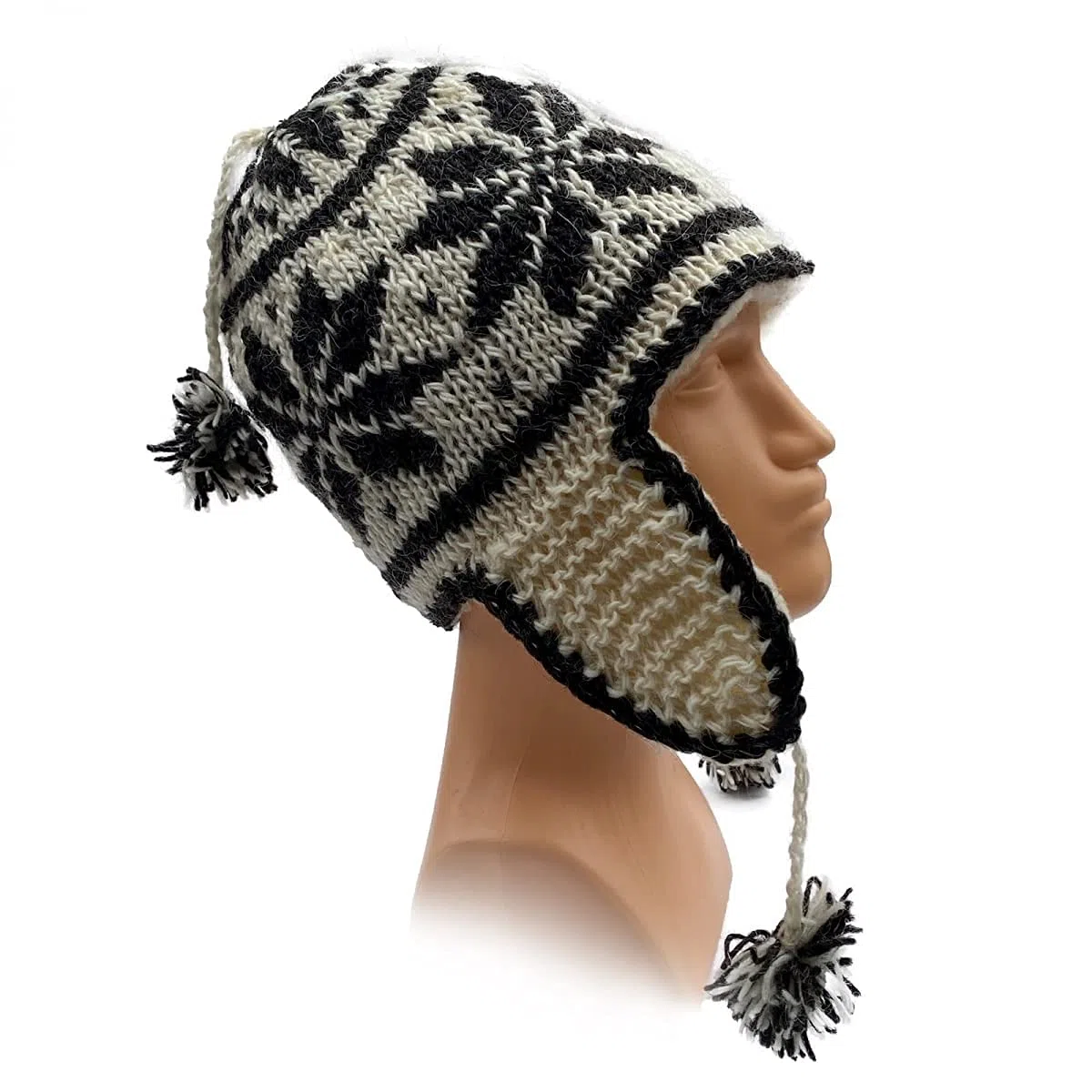 Hollert Gorro de punto unisex Noruega, modelo 02, gorro de invierno con orejeras, lana de merino, suave y cálido, estampado noruego