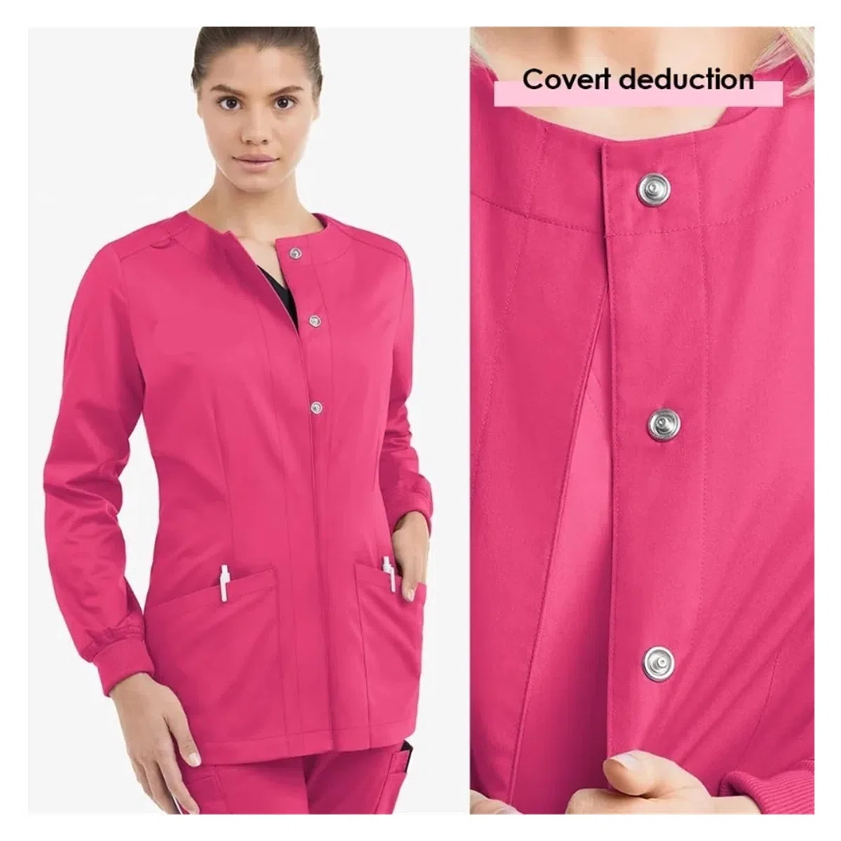 Uniforme Enfermera Conjunto de Uniforme Enfermera con Cuello en V y Manga Larga for salón Belleza, Cuidado la Piel, SPA, médico Lavado Manos elástico(Color2,M)