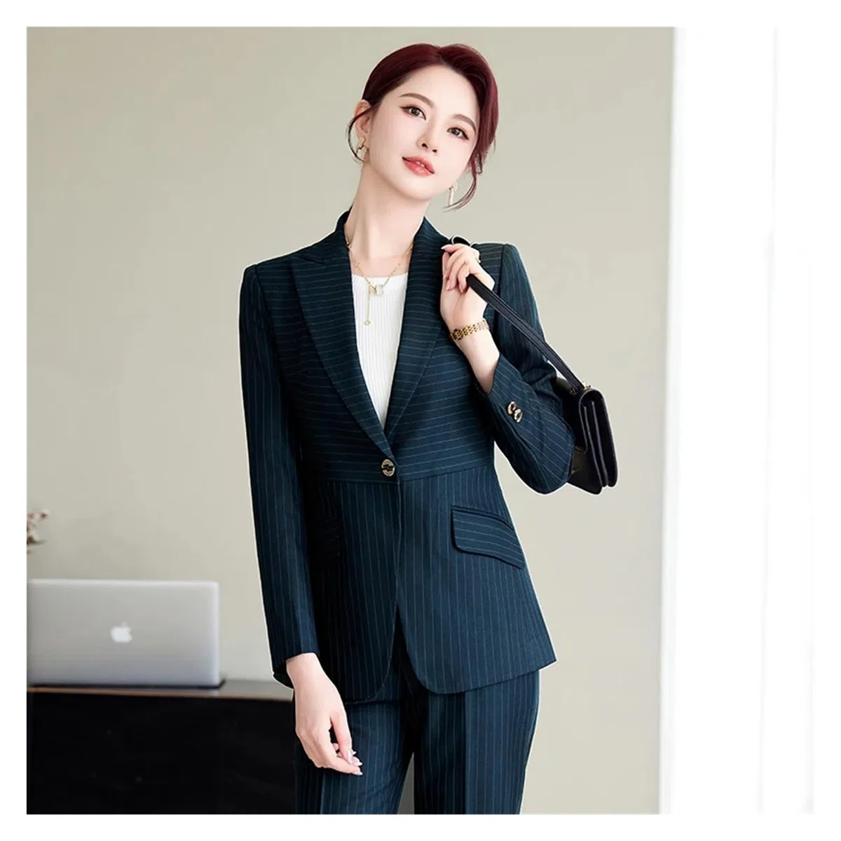 Elegantes Trajes Formales de Oficina a Rayas for Mujer, Trabajo, Blazer y Pantalones para Negocios, Trabajo, Oficina, Formal