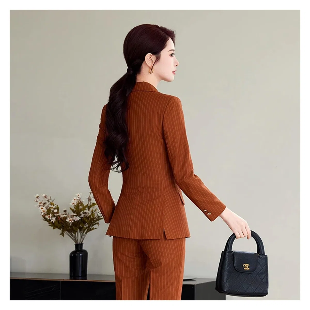 Elegantes Trajes Formales de Oficina a Rayas for Mujer, Trabajo, Blazer y Pantalones para Negocios, Trabajo, Oficina, Formal