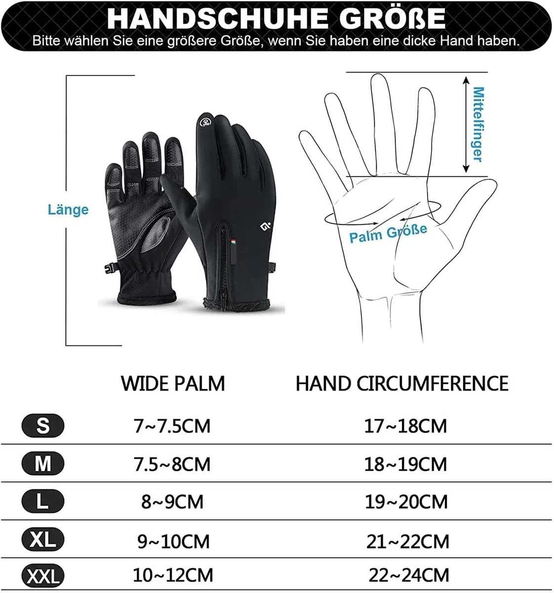 Habiba Mitones Guantes de Pantalla táctil, Guantes Deportivos de Ciclismo para Correr para Hombres y Mujeres, Guantes de Dedos completos Ligeros con Forro cálido de Invierno Útil