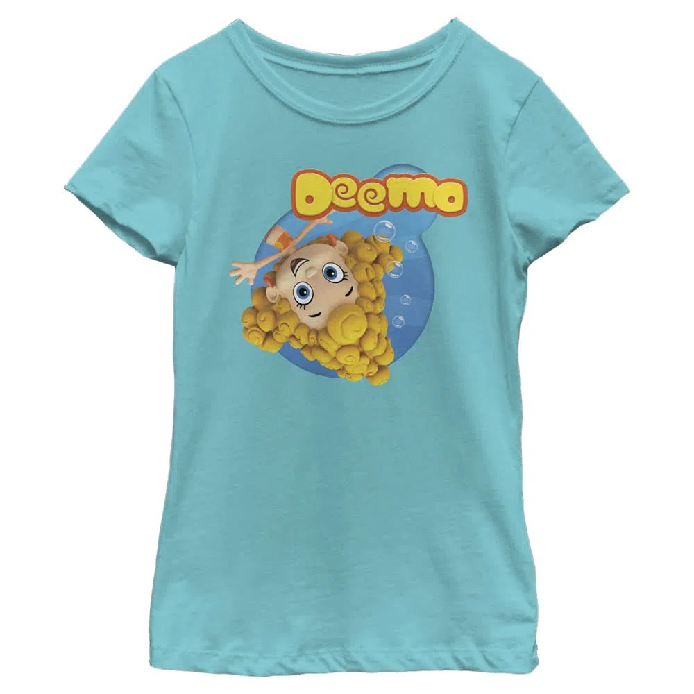 Nickelodeon Bubble Guppies Deema Girls Short Sleeve Tee Shirt, Tahiti Blue, Small