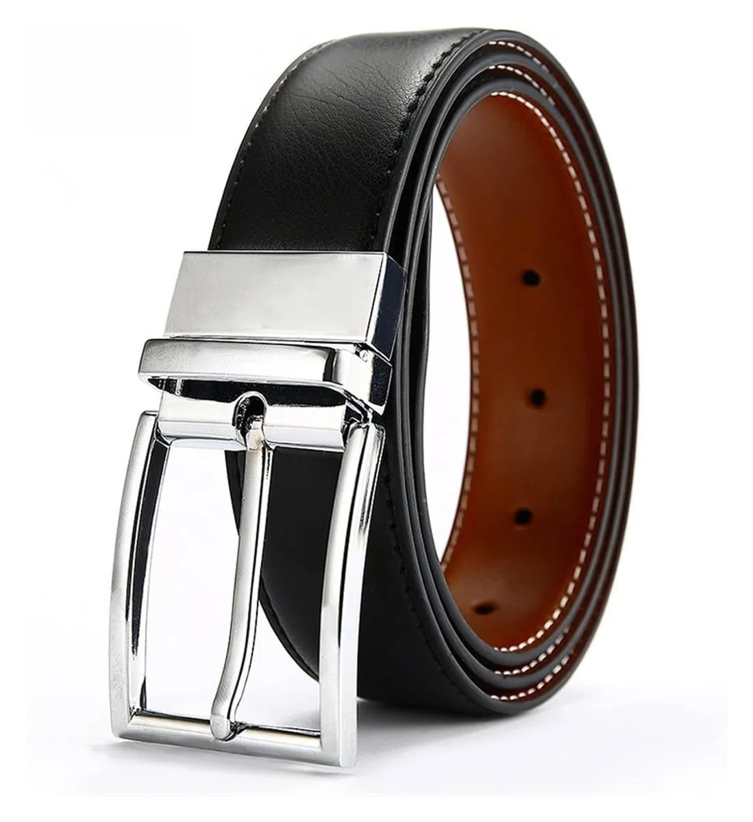 Cinturón ajustable de cuero genuino, Cinturón de cuero for hombre Hebilla de cuero de doble cara Cinturón for hombre Hebilla formal informal ajustable Perfecto for uso diario o deportes al aire libre(