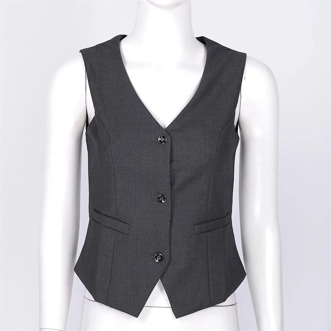 Wjnvfioo Chalecos formales para mujer, con botones, sin mangas, elegante, para oficina, trajes clásicos, chaleco, ropa de trabajo