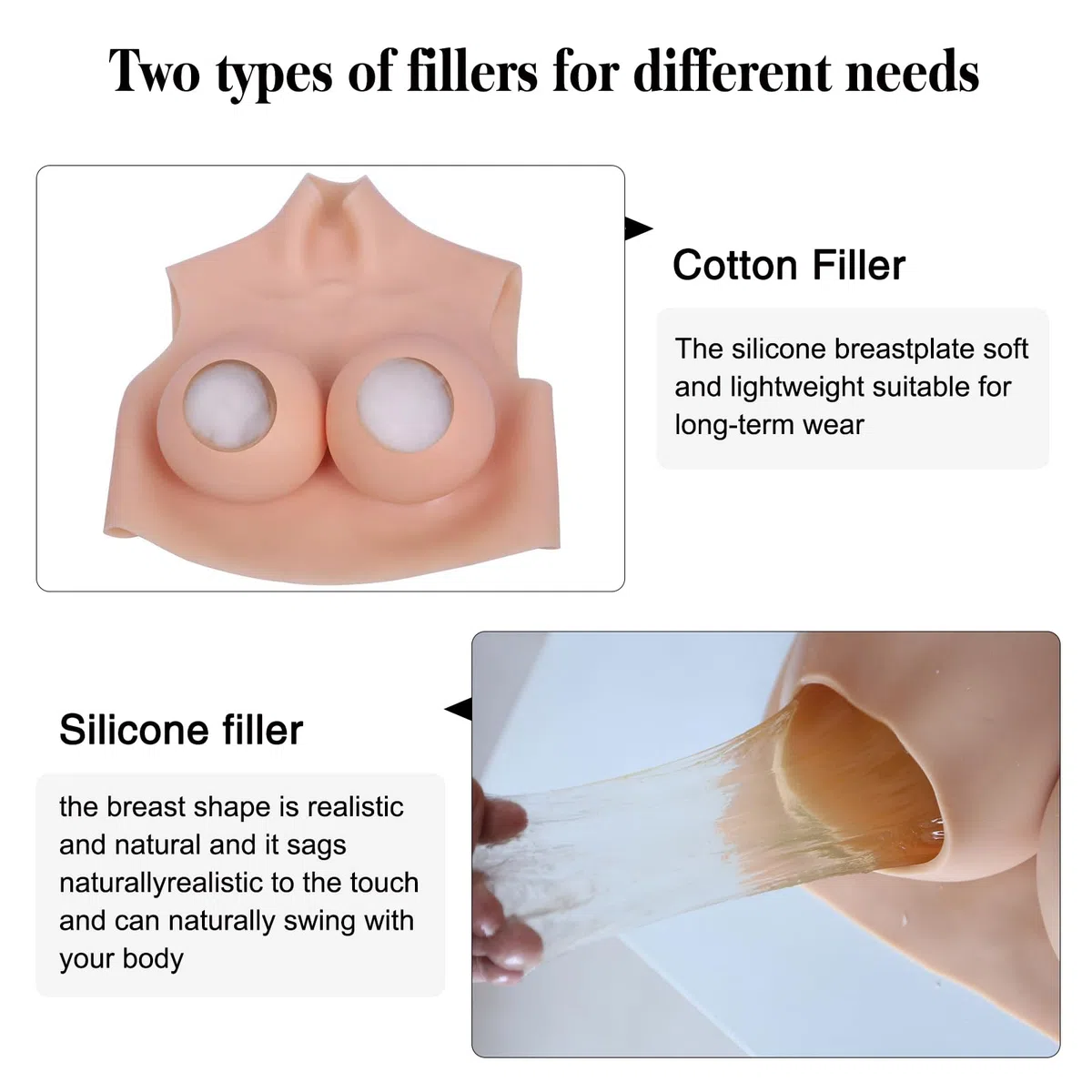 Pechera de silicona realista con formas de pecho para crossdresser Drag Queen, mastectomía, transgénero, ladyboy, cosplayer | El tamaño es el relleno de silicona adecuado.